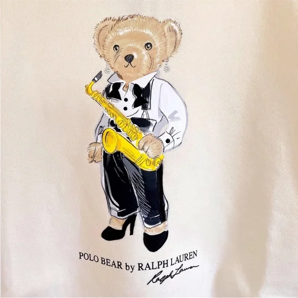 Polo Bear by Ralph Lauren Jazz Polo Bear Cropped Fleece Hoodie Size Small